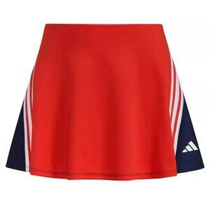 ADIDAS Big Girls Elastic Waist 3-Stripes Activewear Skort Red Navy Size Large 14